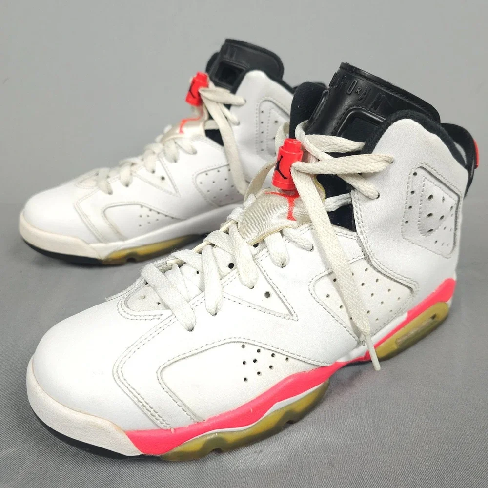 Nike Air Jordan 6 Shoes Boy 6.5y  White Infrared Retro Leather Lace Up - Picture 3 of 16